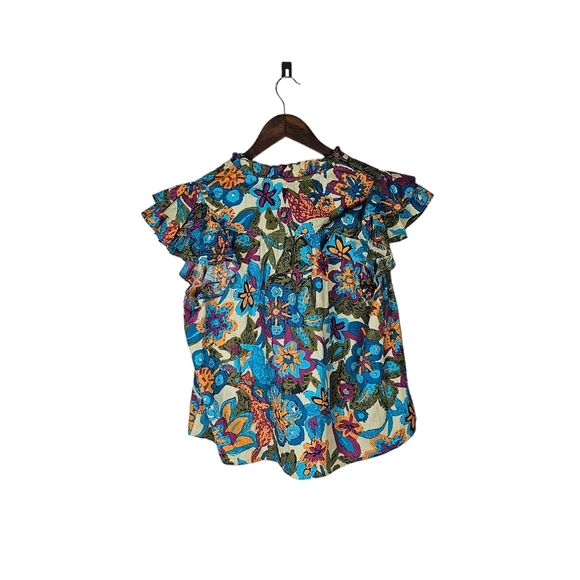 Floral Ruffle Sleeve Blouse - Picture 2 of 6